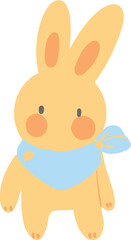 a cartoon rabbit wearing a blue scarf