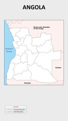 Fototapeta premium Angola Map. Political map of Angola with state border in outline. Political map of Angola with outline and neighbouring countries.