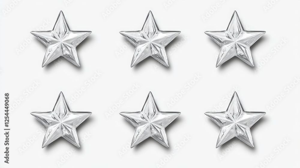 Aufkleber collection of sparkling 3d white stars on a clean background ideal for various design projects and a