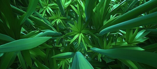 Lush green foliage, overhead view, jungle background, game asset
