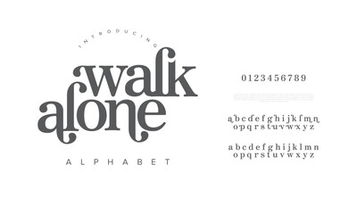 Walkalone typography beauty fashion elegant minimalist serif italic fonts decorative wedding vintage retro logos. Minimal luxury font alphabet logo. Vector illustration