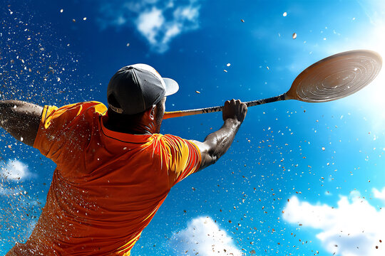  frisbee player throwing a hammer