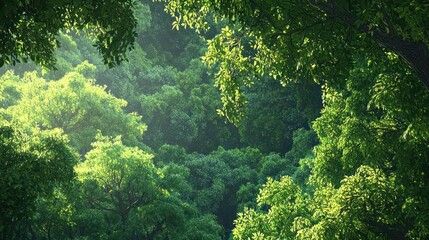 Obraz premium Sunlit Green Forest Canopy