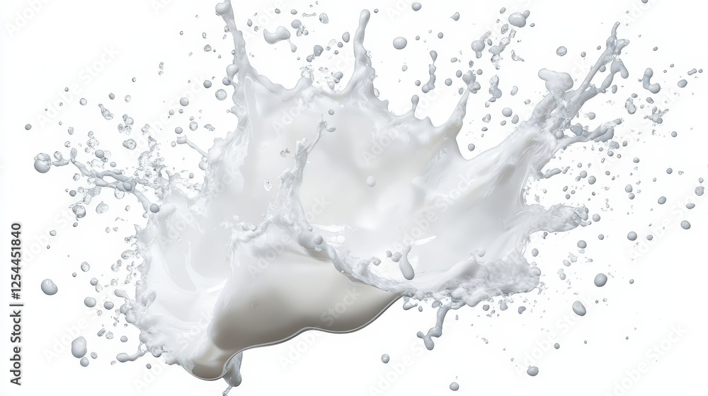 Poster white foam splash explosion in air creating dynamic and beautiful visuals of milk or cream against a