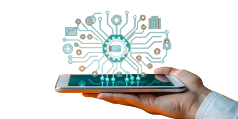 Futuristic Technology Concept with Artificial Intelligence, Digital Innovation, Cybersecurity, and Smart Devices in a High-Tech Virtual World.AI generated.