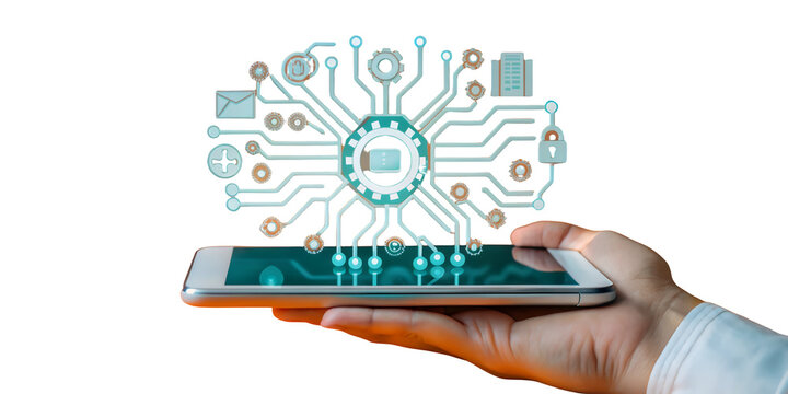 Futuristic Technology Concept with Artificial Intelligence, Digital Innovation, Cybersecurity, and Smart Devices in a High-Tech Virtual World.AI generated. - Powered by Adobe