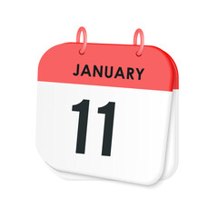 11th January daily calendar icon template. January 11 day calendar design. Single day calendar in vector illustration flat style.