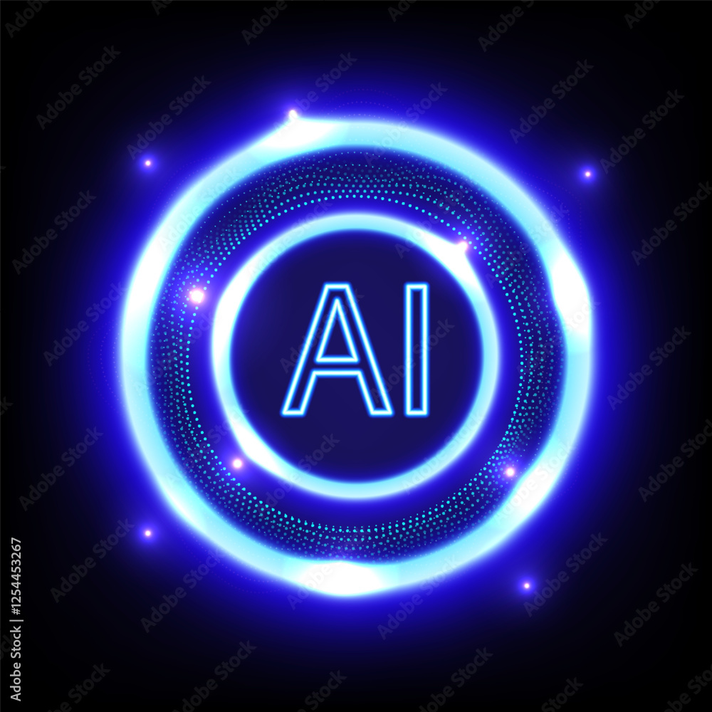 Aufkleber digital technology ai dark blue background. ring circuit technology chipset cloud concept. design fo