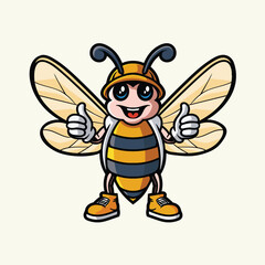 Energetic Worker Bee Mascot Illustration
