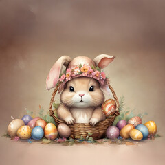 Easter Bunny with Basket and Eggs 24