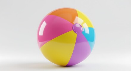 Fototapeta premium Colorful Beach Ball on White Background for Summer Fun and Recreation