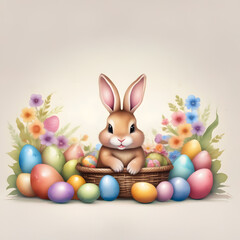 Easter Bunny with Basket and Eggs 17
