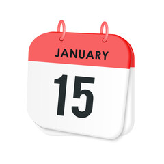 15th January daily calendar icon template. January 15 day calendar design. Single day calendar in vector illustration flat style.