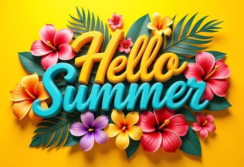 Inscription hello summer Selective focus