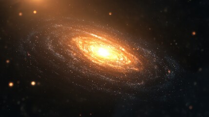 Naklejka premium Stunning Spiral Galaxy with Bright Core and Distant Stars in Space