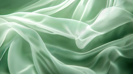 Obraz premium Draped pastel green fabric, soft folds, textured background, design element