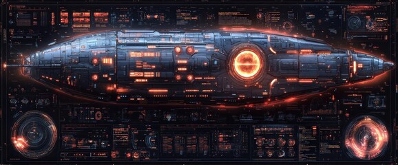 Obraz premium Futuristic Spaceship With Glowing Systems