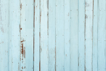 Vintage beach wood background - Old weathered wooden plank painted in turquoise or blue sea color..