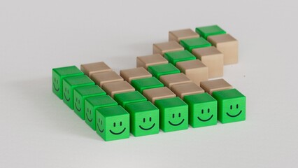 green management of business team.Facial expressions. Mental health assessment.3D rendering on white background.