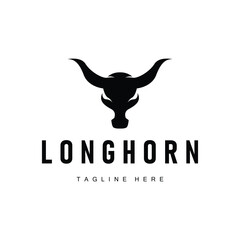 long horn logo illustration design symbol of valor horn with black silhouette icon template
