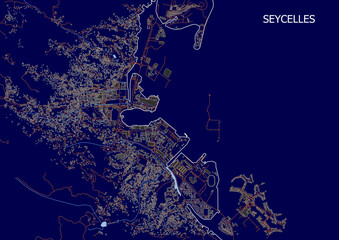 map of building highways and waterways on mahe island Seychelles poste
