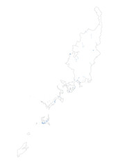 waterway map Badeldaop Island in Palau country with black and white color