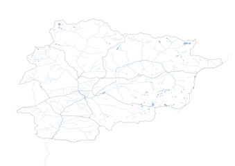 map of waterway on Andorra country with black and white color