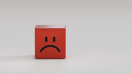 Isolated of red angry or sad face for the worst customer satisfaction and client evaluation after...