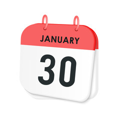 30th January daily calendar icon template. January 30 day calendar design. Single day calendar in vector illustration flat style.