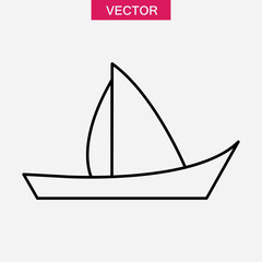 Boat icon, sail icon, ship or yacht icon, simple linear illustration for web and app..eps