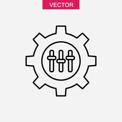 Customization, service, setting vector flat black linear illustration for web and app..eps