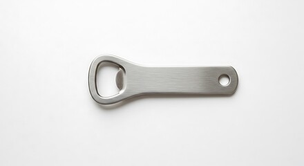 Silver Bottle Opener Close Up on White Background for Beverage Use