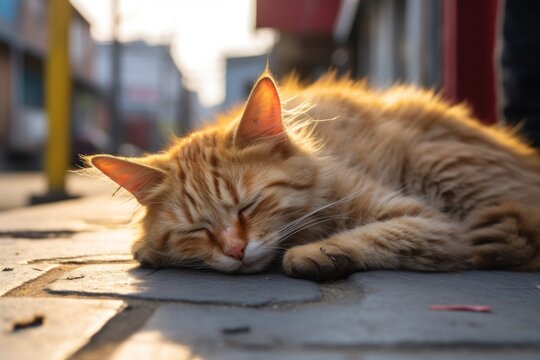 Sick cat sleeping mammal animal.