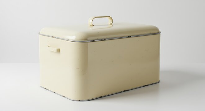 Vintage Cream Bread Box with Handle for Kitchen Storage