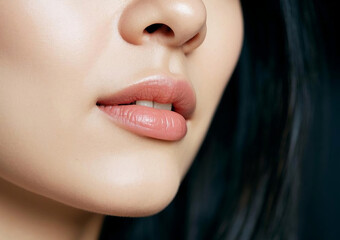 A close-up view of a woman face; selective focus; ideal for advertising, salon, spa business