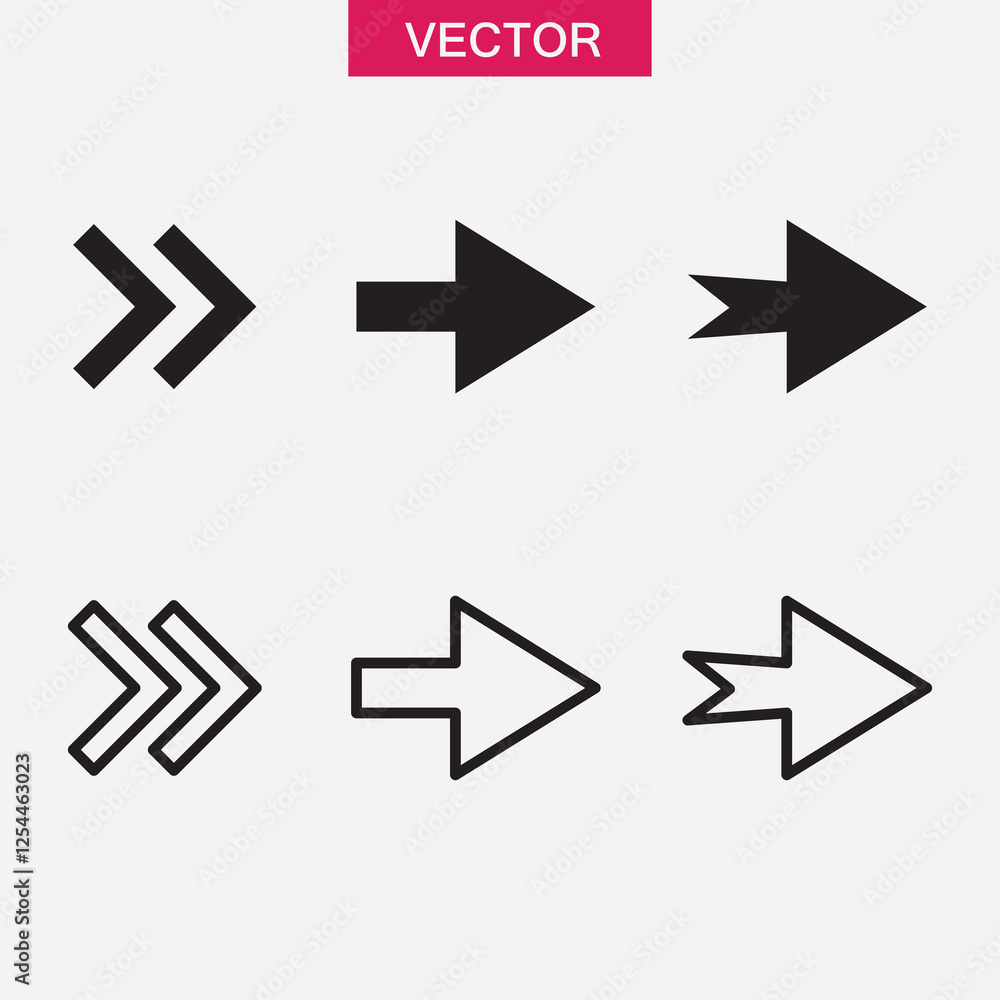 Poster arrow icon set. vector fla t black simple trendy style illustration for web and app..eps