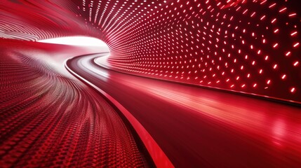 Fototapeta premium Futuristic movement of stadium running red track abstract digital background. AI generated