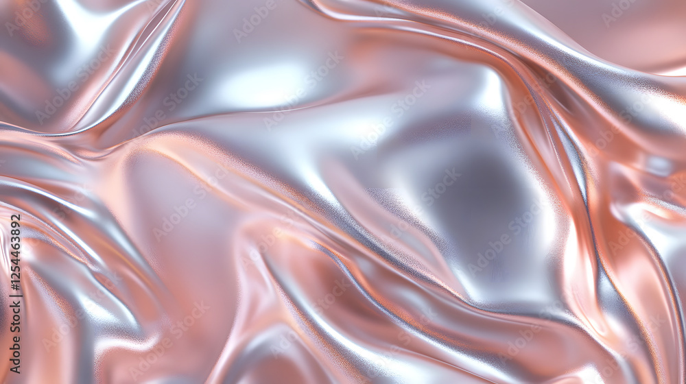 Poster close up of shiny metallic surface with soft textures and calming colors in a balanced composition