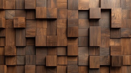 Fototapeta premium Dark wood cube wall texture background (3)