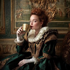 Renaissance Woman Drinking Tea