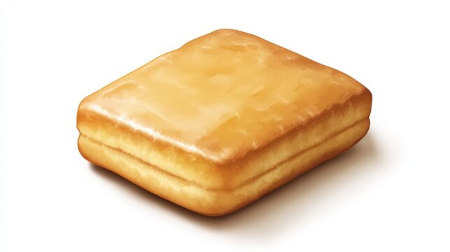 Glazed square donut, sweet pastry, food photography, white background, bakery item