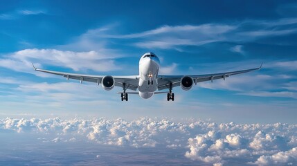 Airplane Descending Through Clouds