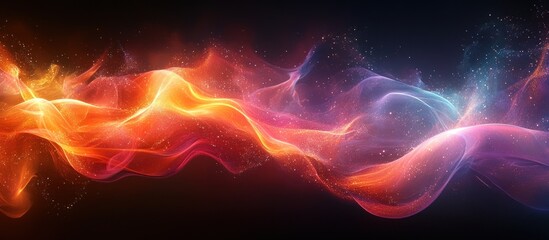 Fiery cosmic wave flows, dark background, energy design