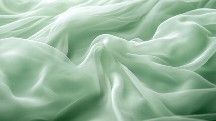 Fototapeta premium Draped sage green fabric, soft folds, texture background, design resource