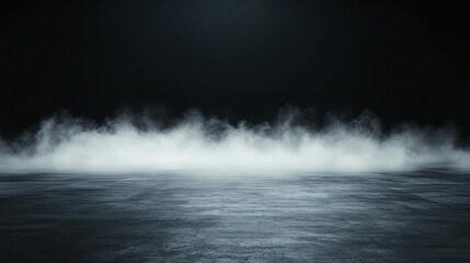 Dark Studio Background With Fog And Concrete Floor