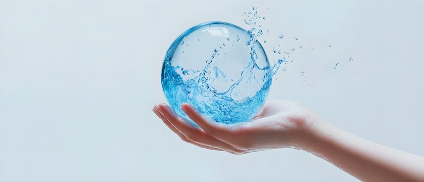 Hand hold water splash. world water day concept.  earth day