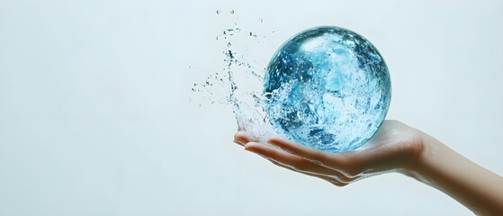 Hand hold water splash. world water day concept.  earth day