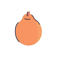 Vector Illustration of a Whole Ripe Loquat Fruit with Minimalist Style on White Background