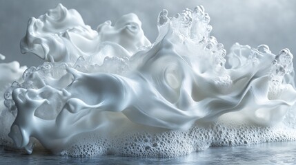 Whipped cream splash, studio, gray background, food advertising