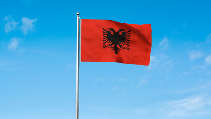 High detailed flag of Albania. National Albania flag. Europe. 3D illustration.